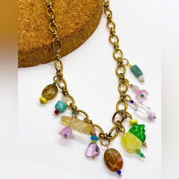 NEW Funky Glass Chunky Charm Necklace - Picture 14 of 16